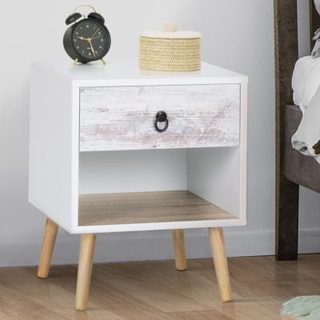 Lot de 2 tables de chevet BAHIA 1 tiroir avec niche scandinave