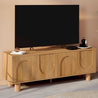 Meuble TV 140 cm ARCHIE 4 portes design arche effet bois