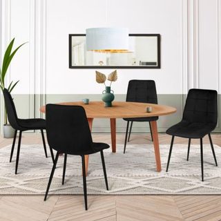 Lot de 4 chaises MILA en velours noir pour salle à manger