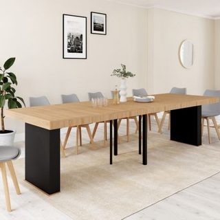 Table console extensible EDEN 14 personnes 300 cm bois et noir