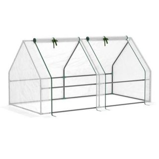 Mini serre de jardin serre à tomates 180L x 90l x 90H cm acier PE haute densité 140 g/m² 2 fenêtres avec zip enroulables
