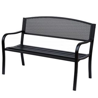 Banc 3 places de jardin terrasse style contemporain 127L x 60l x 87H cm métal époxy anticorrosion noir
