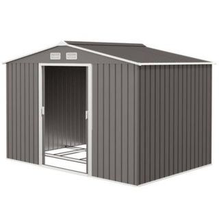 Abri de jardin - cabanon double porte coulissante - fondation incluse - 277L x 191l x 192H cm - tôle d'acier ondulée
