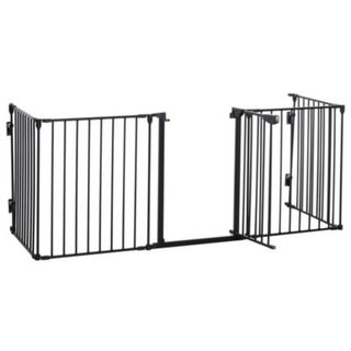 Barrière de sécurité parc enclos chien modulable pliable porte verrouillable intégrée 5 panneaux métal 300L max. x 74,5H cm