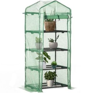 Serre de jardin balcon étagère serre 4 niveaux 0,7L x 0,5l x 1,6H m acier galvanisé bâche amovible PE haute densité vert