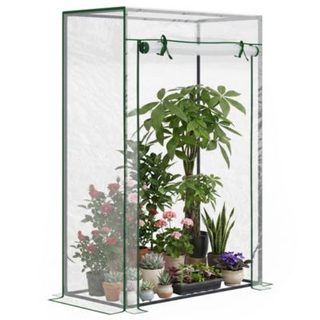Serre de Jardin serre à tomates 1L x 0,5l x 1,5H m porte zippée déroulante acier thermolaqué PVC haute densité 140 g/m² anti-UV