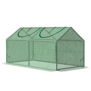 Mini serre de jardin serre à tomates 120 x 60 x 60 cm 2 fenêtres zippées enroulables acier thermolaqué PE haute densité vert