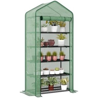 Serre de jardin balcon 5 niveaux porte acier PE vert