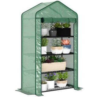 Serre de jardin balcon étagère serre 4 niveaux acier bâche PE haute densité vert