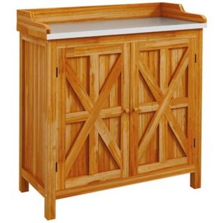 Table de rempotage armoire de jardin 2 en 1 bois sapin acier