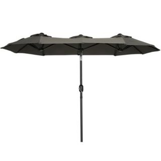 Parasol de jardin inclinable grande taille ouverture fermeture manivelle acier polyester haute densité gris