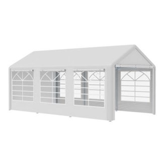 Barnum tonnelle tente de réception 3 x 6 m - 6 fenêtres, 2 portes - acier galvanisé PE blanc