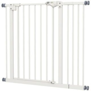 Barrière de sécurité chien - porte double verrouillage - L.94 cm max. - sans perçage - métal blanc