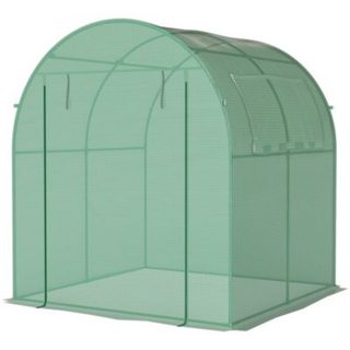 Serre tunnel 3,24 m² 2 portes zippées 2 fenêtres maillées acier PE haute densité 135 g/m² vert