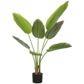 Plante artificielle bananier H.109cm 7 grandes feuilles grand réalisme pot inclus