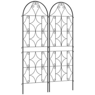 Treillis de jardin effet fer forgé - lot de 2 supports pour plantes grimpantes - 50 x 150 cm - métal époxy noir
