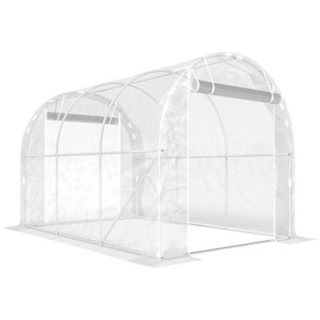 Serre tunnel de jardin 6 m² - 2 grandes portes enroulables - acier galvanisé bâche transparente