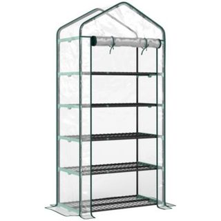 Serre de jardin balcon 5 niveaux porte acier PE transparent