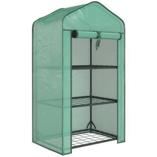 Serre de jardin balcon 3 niveaux métal thermolaqué vert PE vert