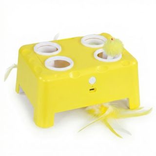 Jouet interactif chat rechargeable 3 modes réglables jaune