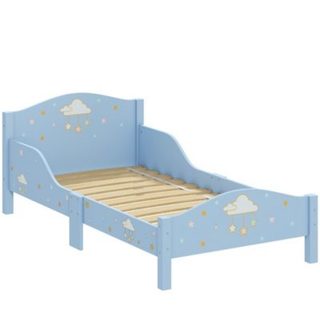 Lit enfant design nuage étoiles - sommier à lattes inclus - MDF contre-plaqué bleu