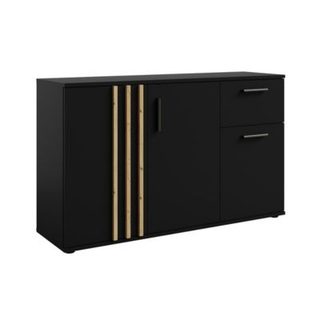 Commode VARIA - 3 portes et 1 tiroir - Design moderne coloris noir et chene Artisan