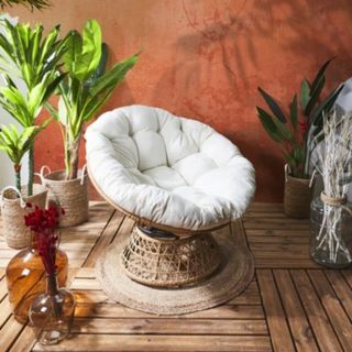 Fauteuil - HOME DECO FACTORY - Cancun - Tressé - Marron et beige