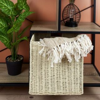 Cube de Rangement - HOME DECO FACTORY - Pliable - Tressé - Marron