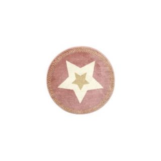 Tapis Rond Enfant "étoile Métallisée" 80cm Rose