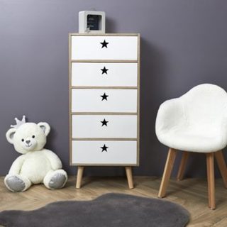Chiffonnier - HOME DECO KIDS - Like a Star - Pratique - Esthétique - Blanc et beige