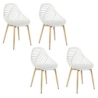 Lot de 4 Chaises - HOME DECO FACTORY - Alameda - Ajourées - Grises