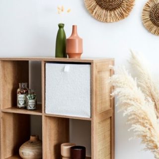 Cube de Rangement Pliable - HOME DECO FACTORY - Beige - Texturé Bouclette