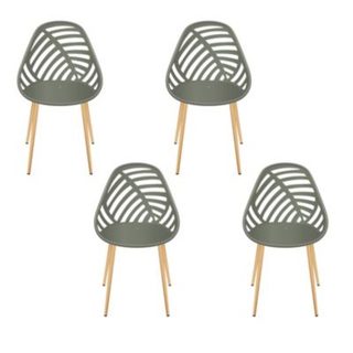 Lot de 4 Chaises - HOME DECO FACTORY - Alameda - Ajourées - Vert