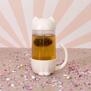 Mug - THE CONCEPT FACTORY - Kawaii - Infuseur Intégré - Chat - Blanc et Transparent