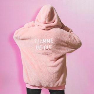 Sweat à Capuche - THE CONCEPT FACTORY - Flemme de Ouf - Rose et blanc