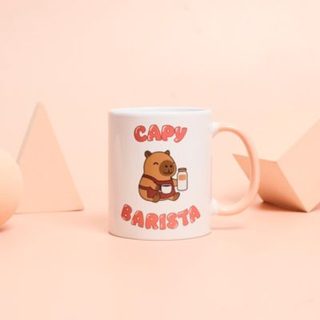 Mug Droit - THE CONCEPT FACTORY - Capybara - Céramique - 30cl - Blanc, Rose, Marron
