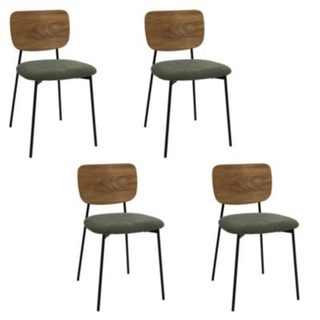 Lot de 4 Chaises - HOME DECO FACTORY - Jules - Design Épuré - Vert