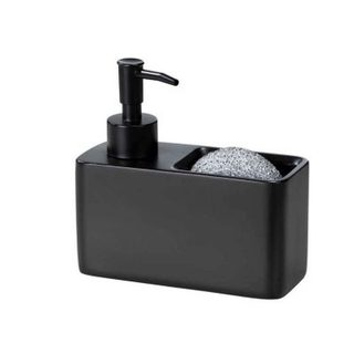 Distributeur de savon avec porte éponge Noir, L. 14.5 x l. 6 x H. 14.3 cm