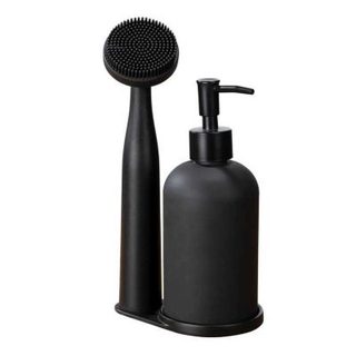 Set vaisselle avec brosse et distributeur savon Noir, L. 25 x l. 12.5 x H. 9 cm
