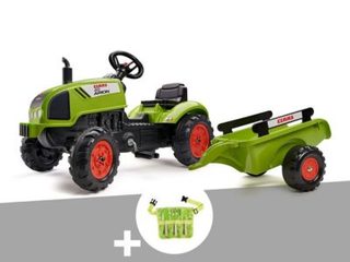 Tracteur enfant Claas Arion 410 avec remorque 2 à 5 ans + ceinture avec outils de jardin enfants - Falk