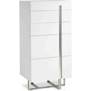 Commode laqué structure acier inoxydable 60 x 45 x 120 cm Blanc