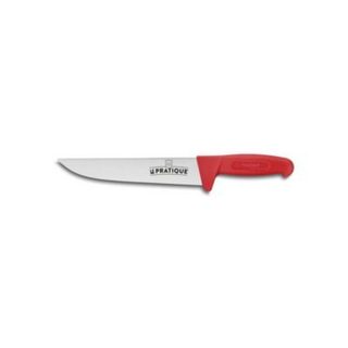 Couteau de boucher LE PRATIQUE 25 cm lame acier argent manche confort rouge