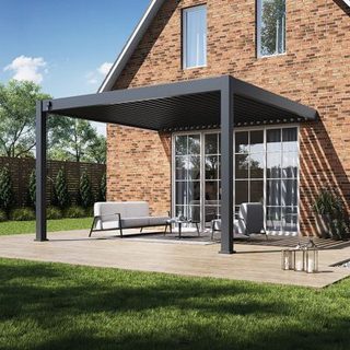Pergola Bioclimatique Ombéa adossée collection VS 4x4M - V2 Anthracite