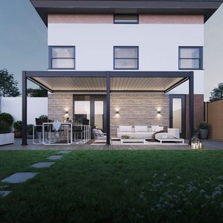 Pergola motorisée Ombréa VS Adossée Anthracite & Blanc 3x6M
