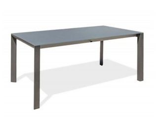 Table de jardin aluminium HONFLEUR gris anthracite plateau verre rallonge DCB GARDEN TB250