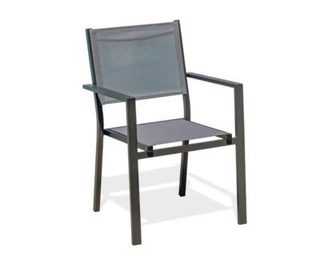 Fauteuil de jardin TOLEDE empilable en aluminium et textilène gris foncé DCB Garden