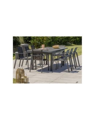 Table jardin Venise 190/250 x 95 cm - 190/250 x 95 x H 77 cm avec 8 fauteuils