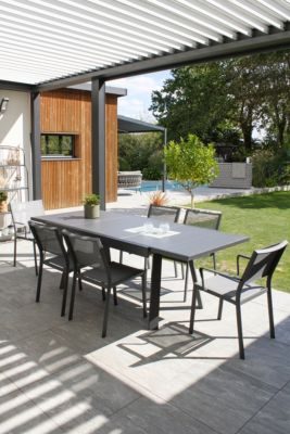 Ensemble repas de jardin en aluminium  - Gris anthracite - STOCKHOLM
