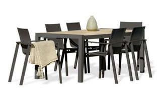 Ensemble repas de jardin 6 places avec plateau céramique - VENISE