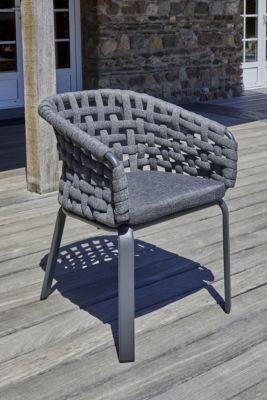 Lot de 2 fauteuil de jardin en corde tissée et aluminium - Gris anthracite - CAMARGUE